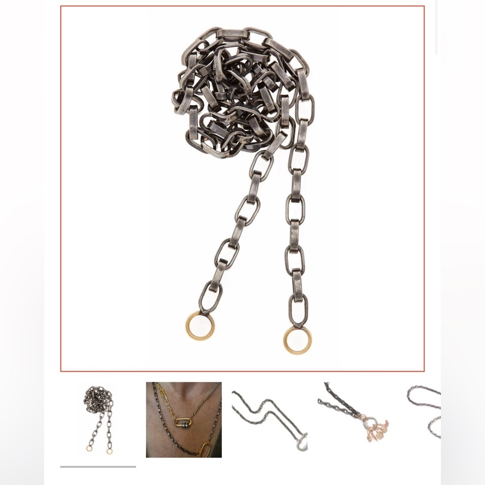 Marla Aaron 18” Blackened silver biker chain with rose gold loops